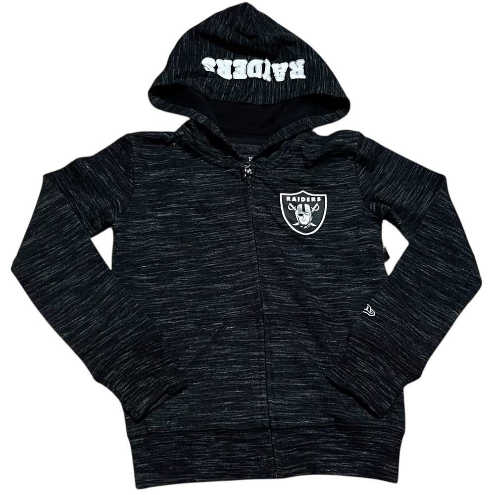 NFL team apparel girls Raiders zip up long sleeve hoodie Black size‎ 6/6X